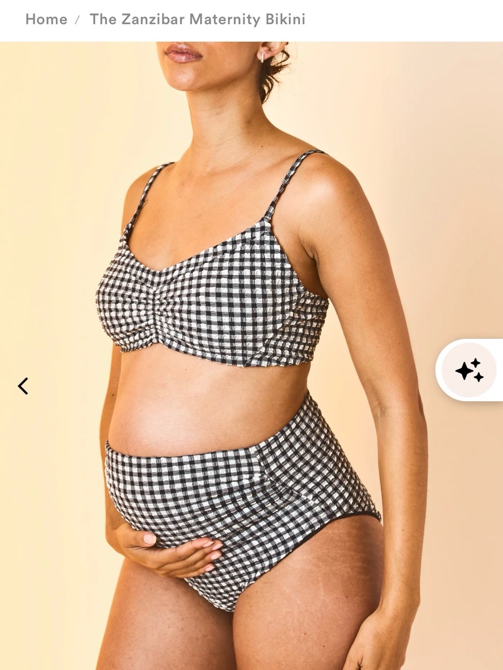 Hatch Black & White Gingham Two-Piece Maternity Swim Set